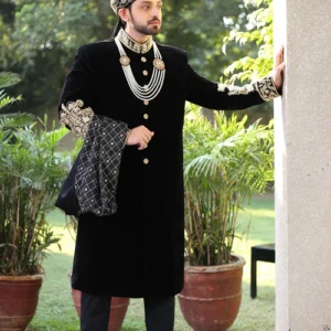 Groom Black Royal Sherwani OC-38